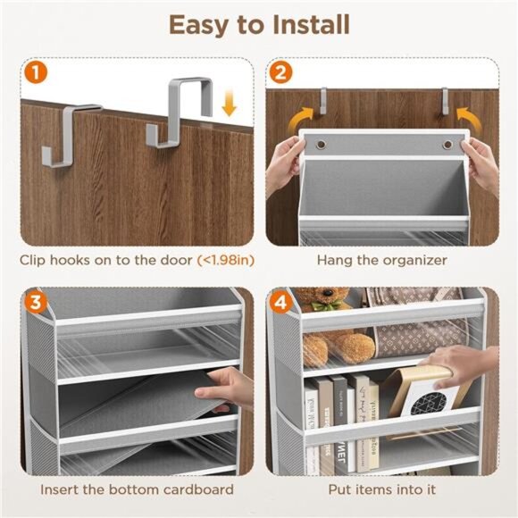 Over The Door Organizer Hanging Storage 6 Shelf Clear Pockets Closet Bathroom - Picture 6 of 7